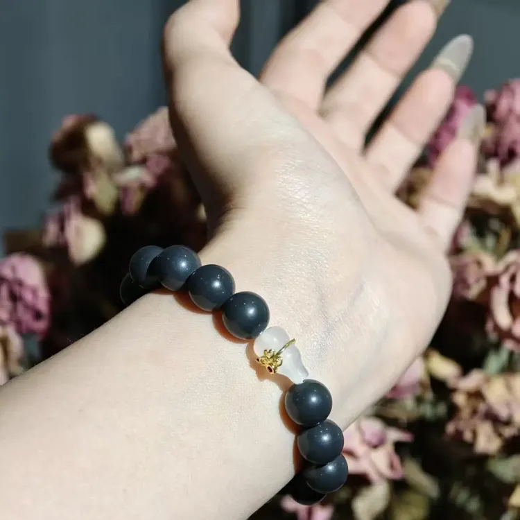 非金属陶瓷手链 寺庙香灰珠手串传统手作手饰女款单圈