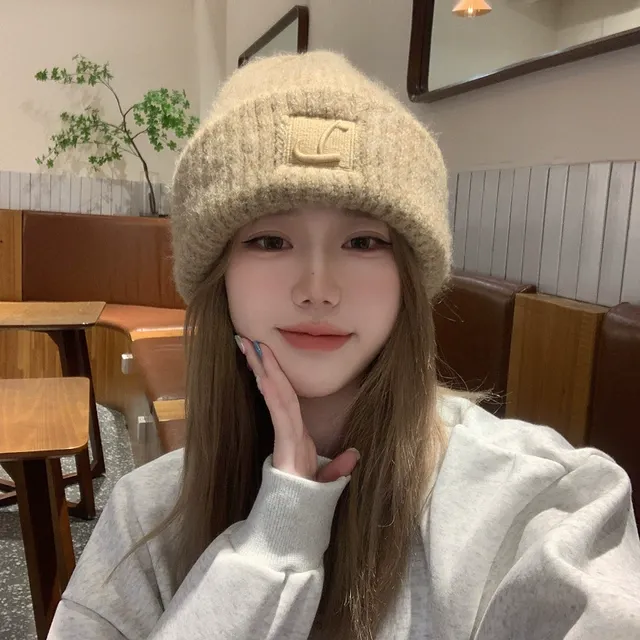 大头围粗毛线帽子女秋冬季宽松保暖堆堆冷帽大脸显脸小针织护耳帽