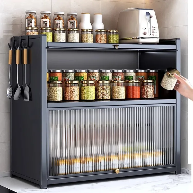 厨房调料品置物架多层收纳调味品架家用台面防尘油盐醋调料架