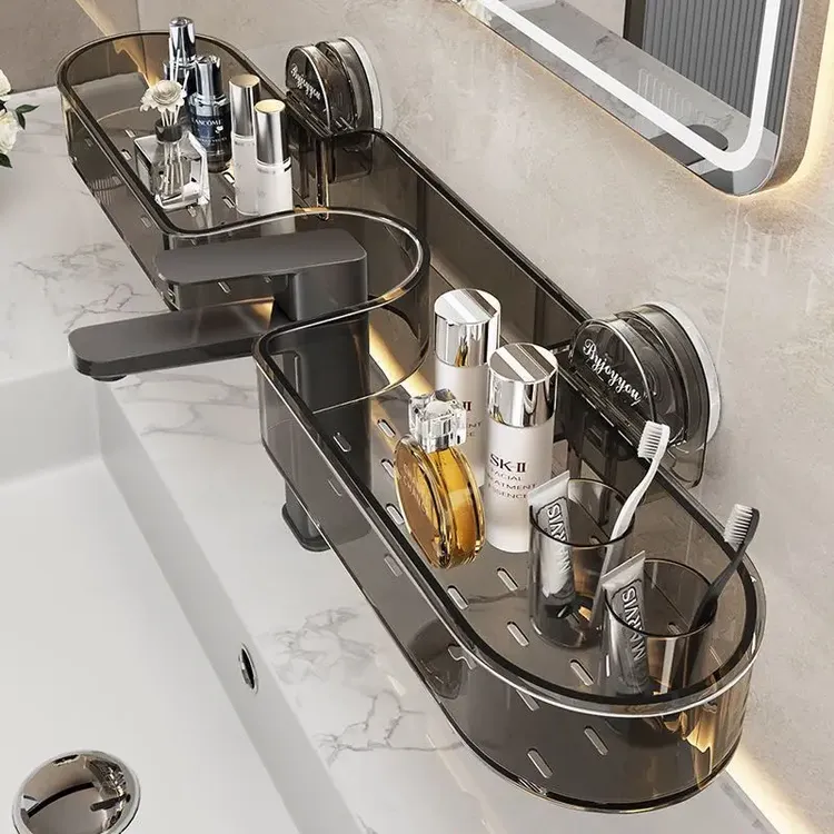 轻奢浴室家庭水龙头置物架卫生间厨房洗手洗漱台收纳神器H046