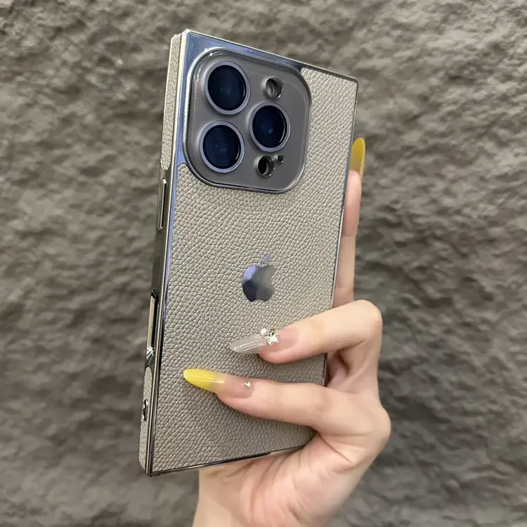 高级感方形荔枝纹适用苹果16promax手机壳iPhone15新款14创意13软