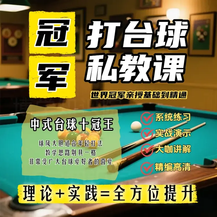 中式台球十冠王实战台球：基础入门到精通+理论+实践