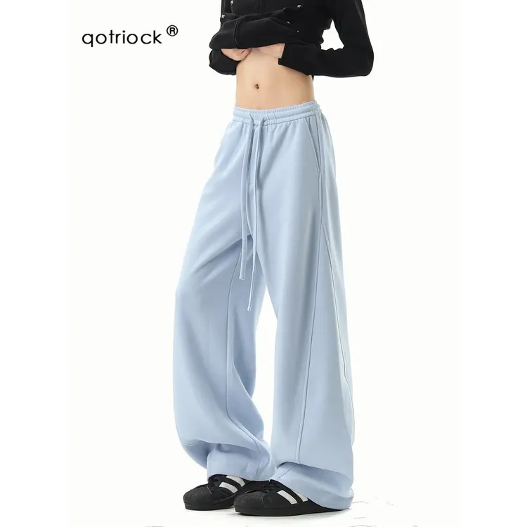 【奥莱撤柜】美式纯色弯刀卫裤男女秋季垂感百搭宽松运动四季休闲裤