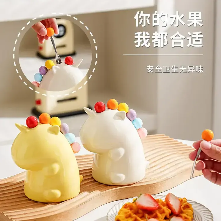 太可爱了!彩虹独角兽家用水果签水果叉轻奢高级感治愈系小叉子