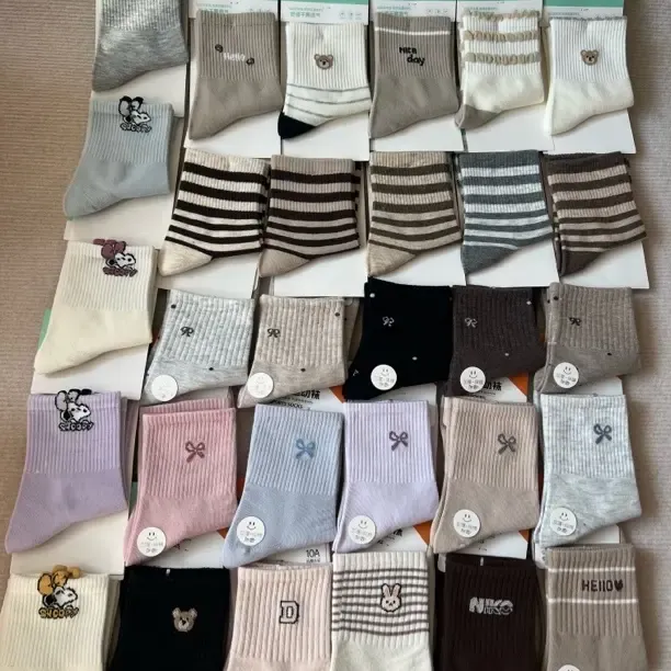 10A抗菌秋冬纯棉双针中筒美拉德条纹ins潮吸汗防臭舒适保暖百搭棉