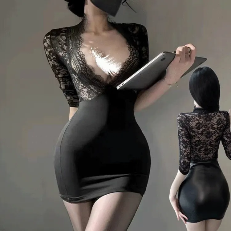 大码御姐内衣性感蕾丝套装包臀裙制服夜店睡衣连体衣套装