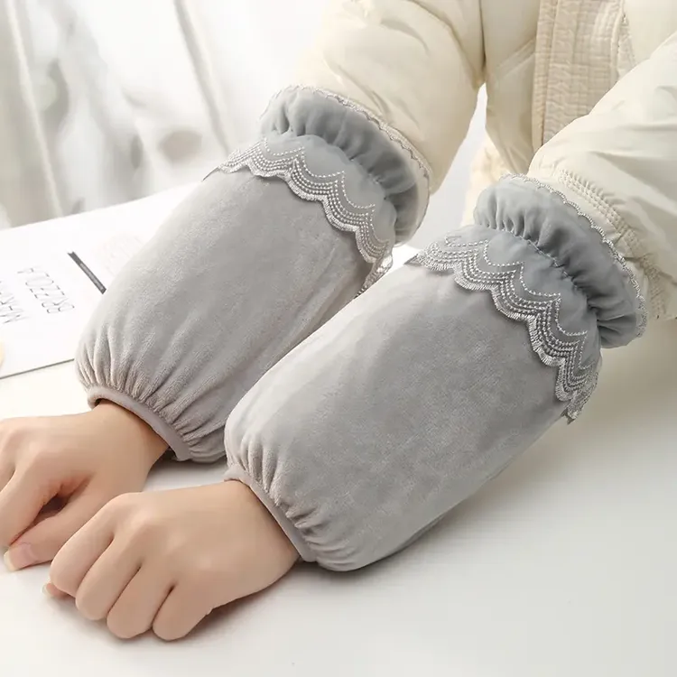 新款网红秋冬季短款花边袖套女防污耐脏百搭羽绒服棉袄袖头套袖筒