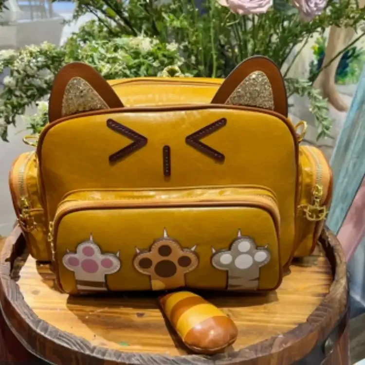 可爱风拉链双根可折叠刺绣双肩包轻奢妈咪包便携