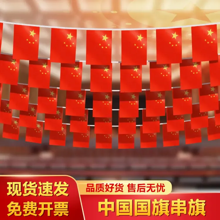 国旗串旗小红旗中国小国旗五星红旗国旗装饰吊旗串旗户外国庆装饰