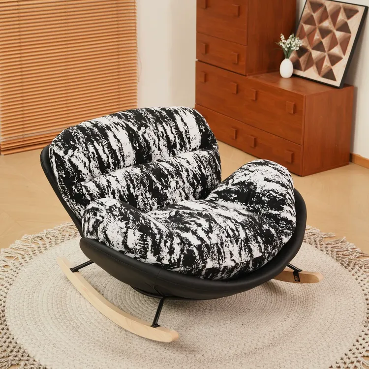 意式极简沙发椅摇椅家用单人休闲椅阳台懒人沙发逍遥椅可拆洗沙发
