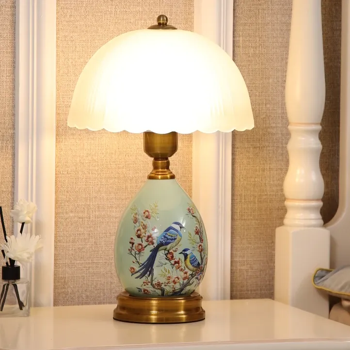 新中式复古创意卧室床头灯家用客厅台灯轻奢美式小台灯调光酒店