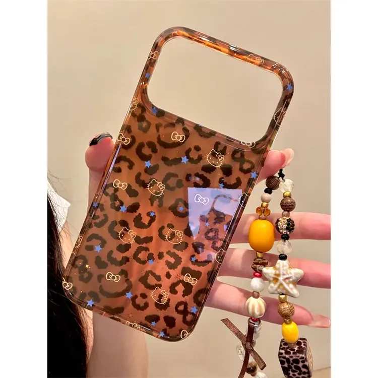 适用苹果iphone17promax豹纹星星16pro链条15ins防摔14韩风手机壳