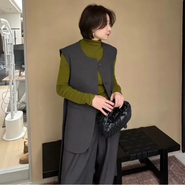 高级秋冬羊毛上衣马甲7076#