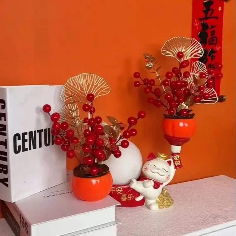 [抢！到手两个]25年新款柿柿如意手工蛇年红果摆件家用电视柜装饰