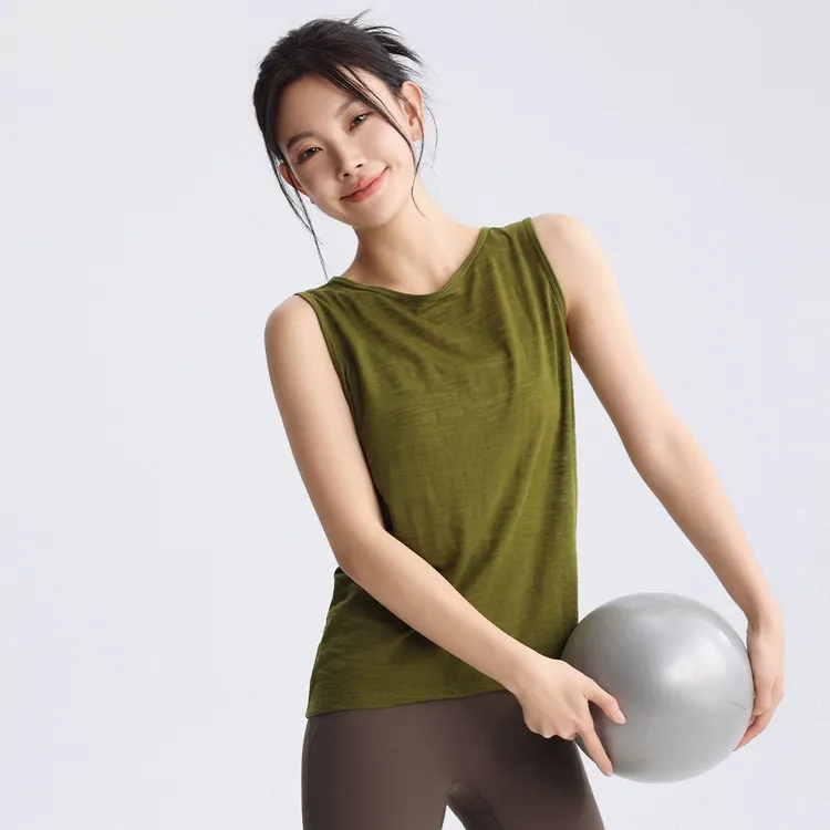 无袖宽松瑜伽服女运动罩衫薄款秋健身服普拉提训练服背心速干透气