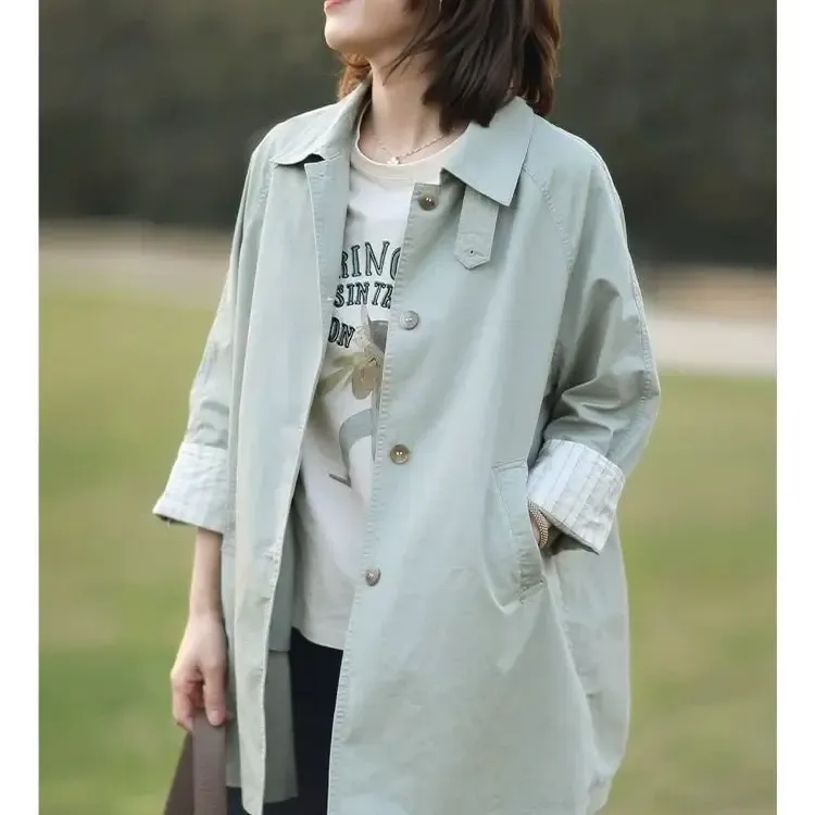 简约女士中长款风衣优雅时尚适合春秋多场合网红洋气炸街女装