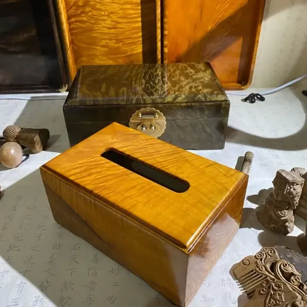 纸巾盒实木独板榫卯结构新中式客厅家用复古多功能抽纸盒