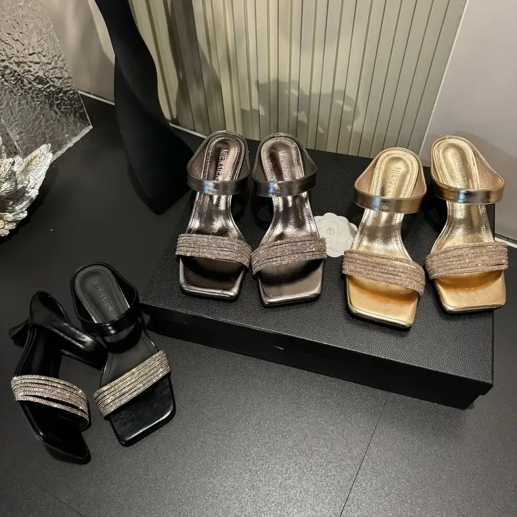 2025夏季新款高级绝美水钻一字带时尚设计百搭仙女风爆款凉拖-5CM