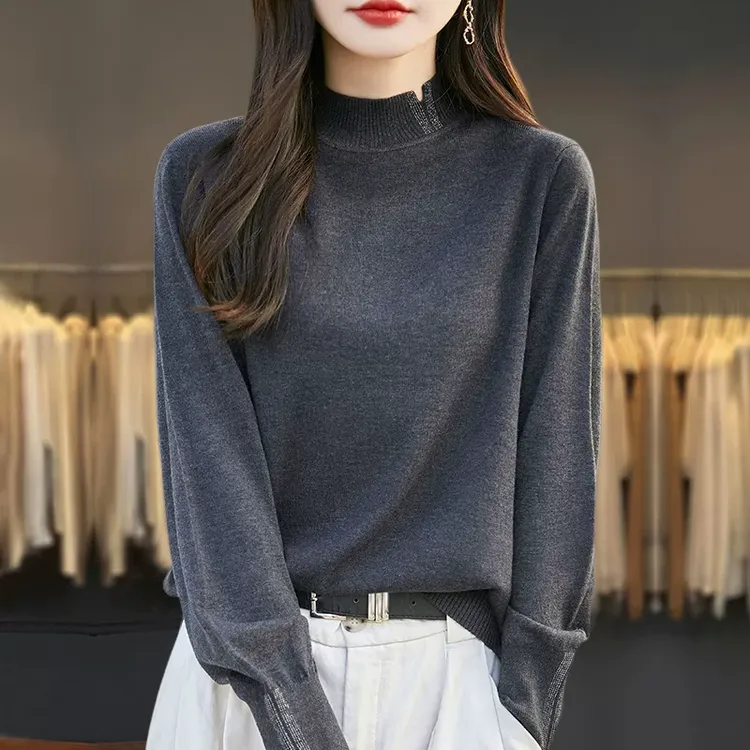 胖mm春秋大码半高领毛衣女2025新款洋气内搭可外穿针织打底羊毛衫