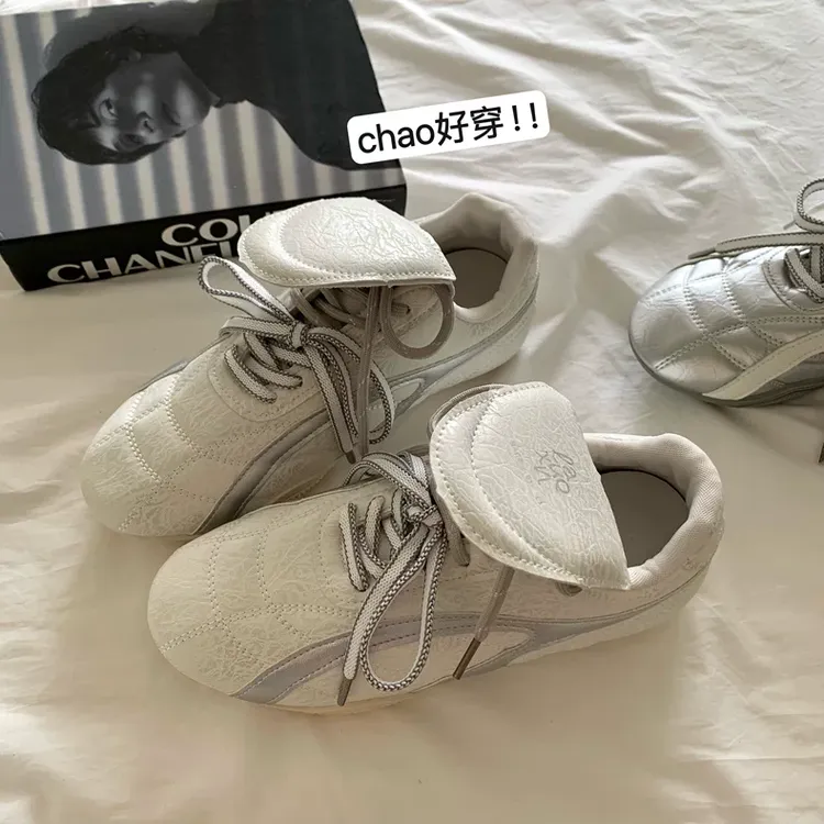 韩国INS超火翻盖德训鞋女平底休闲运动阿甘鞋2025复古小白鞋子潮