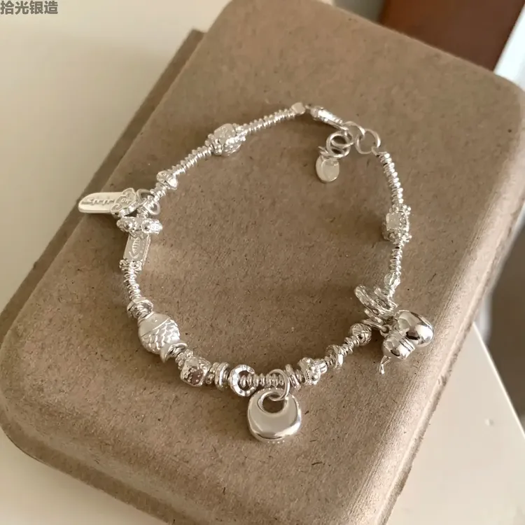 足银手链 葫芦小胖福纯银手链女999足银小众情人节送女友闺蜜礼物