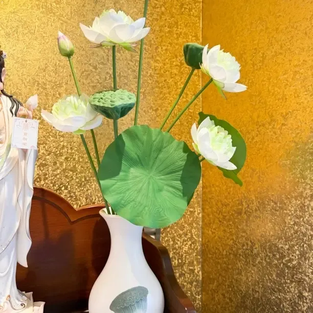 仿真荷花荷叶莲蓬佛堂客厅插花