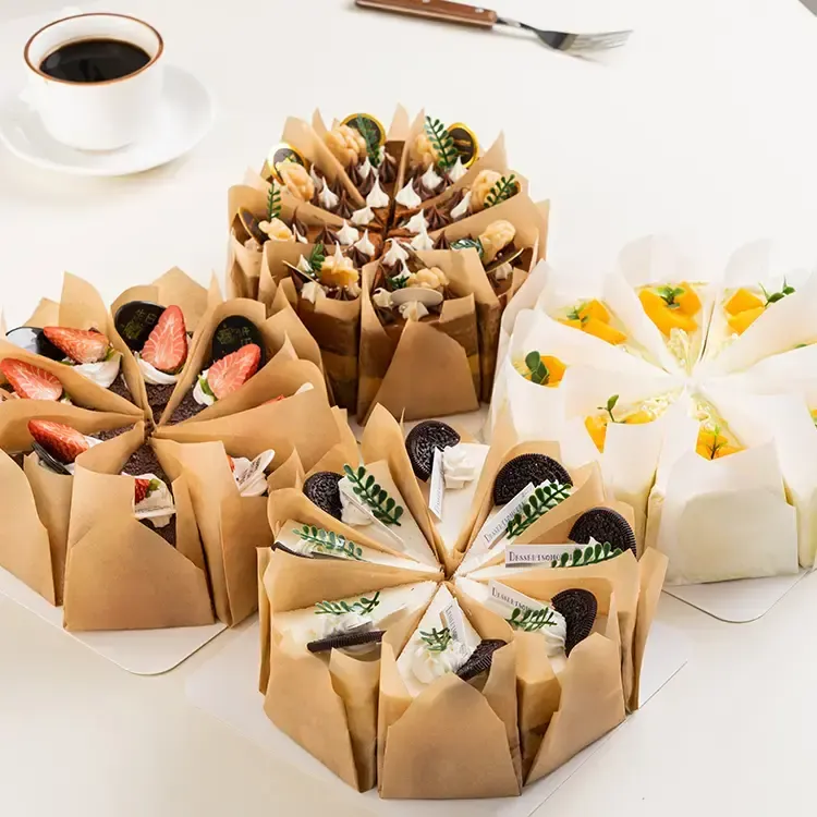 创意蛋糕巴斯克包装点心纸切件围边打包盒子烘焙慕斯三角垫纸油纸