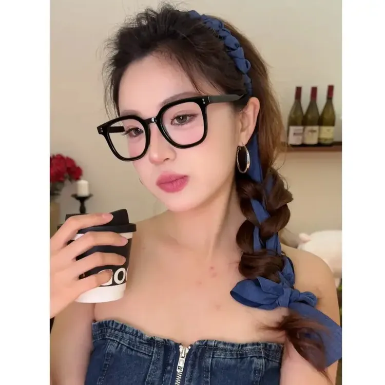 牛仔飘带～新款夏日清凉感麻花纽结百搭甜辣少女全扎齿梳飘带发箍