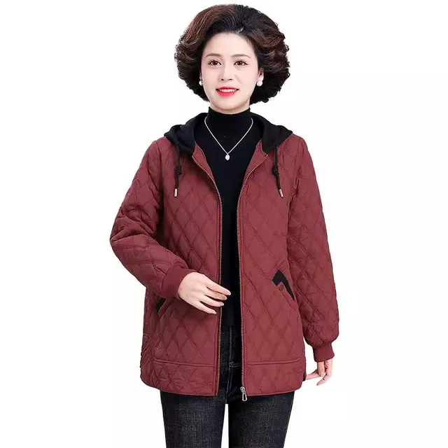 胖妈妈秋冬夹棉外套轻薄羽绒棉服加肥大码棉袄中老年人女冬装棉衣