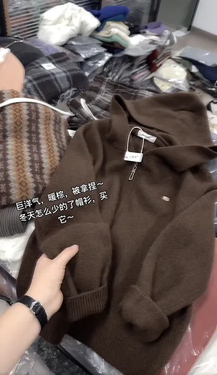 2025秋季新款女装纯色拉链连帽针织开衫韩版时尚轻奢百搭毛衣外套