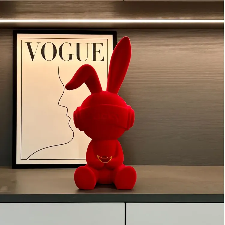 轻奢植绒幸运兔子创意卧室结婚酒柜电视柜玄关柜客厅电视柜摆件