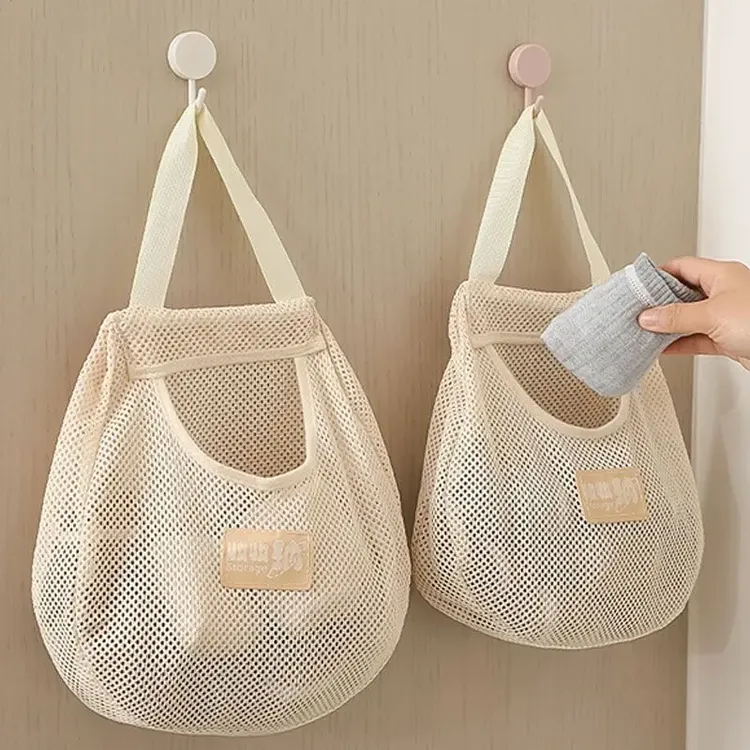 家用透气收纳挂袋内衣袜子挂衣柜悬挂式收纳网兜门后杂物收纳神器