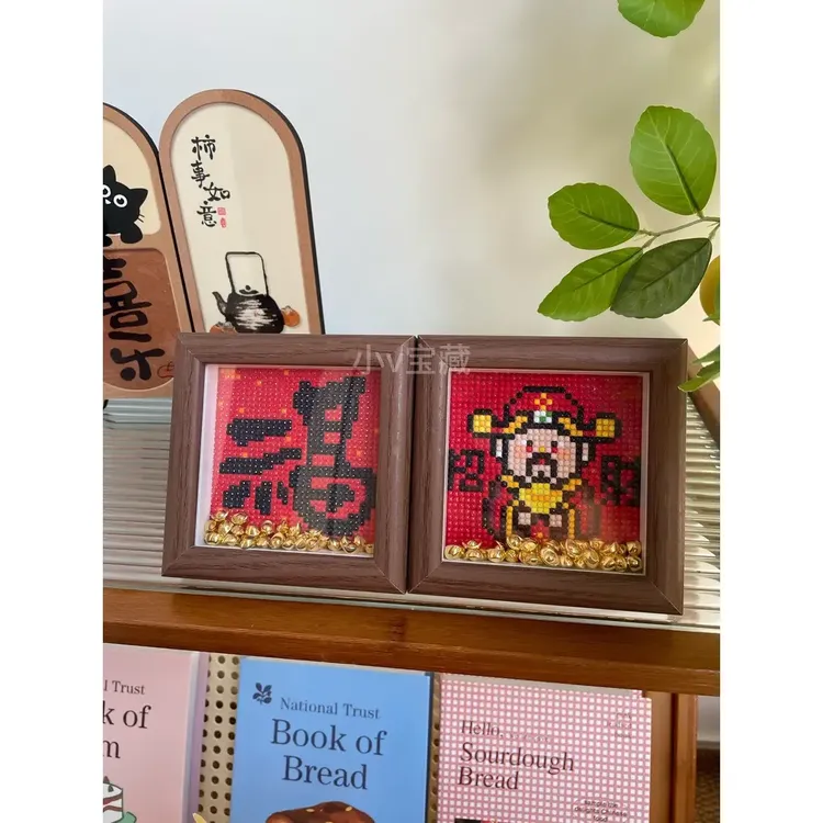 新款带框财神爷暴富满钻画手工贴钻点钻画带框摆台手工diy贴钻