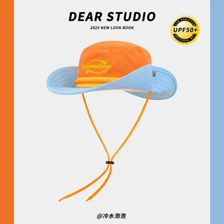 OAW旗舰店复古工装拼色字母渔夫帽子女户外徒步遮阳防晒登山帽