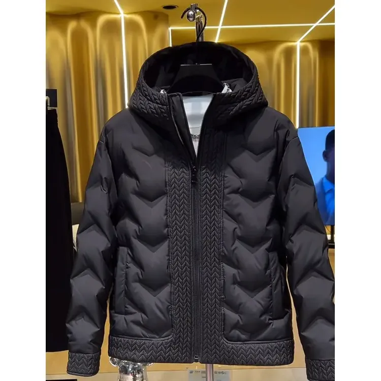 麦穗连帽棉服男冬季新款韩版潮流百搭修身外套轻薄鸭绒保暖上衣