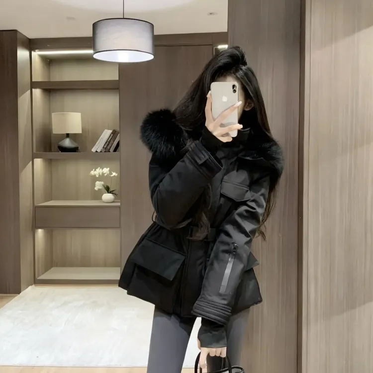 秋冬女短款连帽长款休闲加绒加厚款宽松上衣