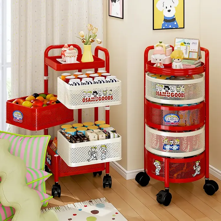 多巴胺小推车零食置物架移动落地家用客厅厨房多层收纳架子可移动