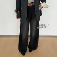 烟灰色 侧骨扎花阔腿裤！！