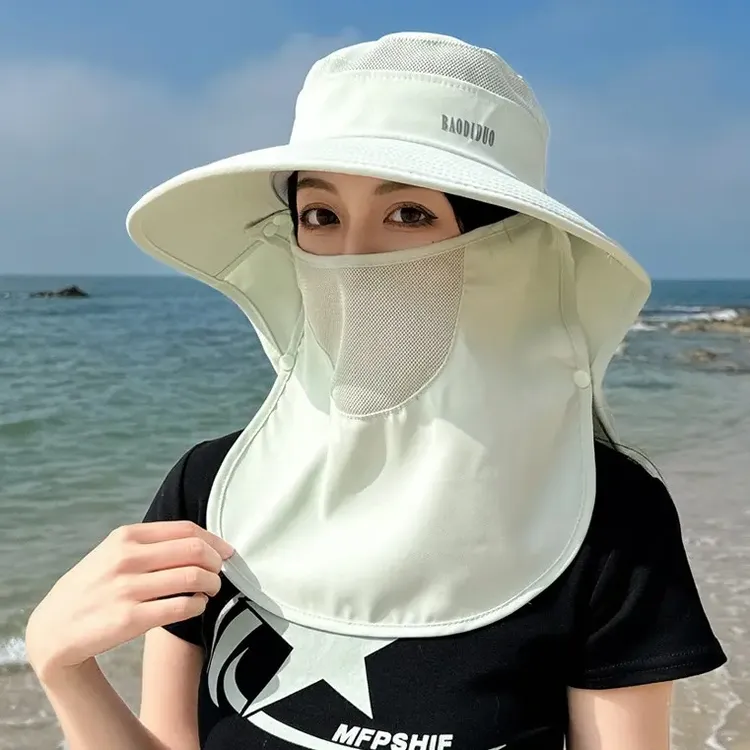 遮脸大帽檐女防晒帽子夏季面罩防紫外线采茶帽干活大沿骑车太阳帽