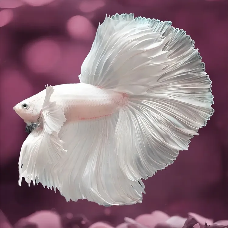 泰国斗鱼仙女款小型淡水热带纯白半月超美网红冷水观赏鱼好养美丽