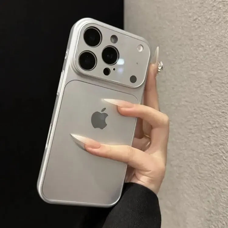 适用13ProMax秒变17手机壳新款iPhone15Pro裸机感磨砂玻璃壳