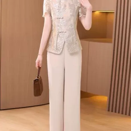 梦梦新中式国风职业套装女夏季2025新款时尚洋气贵夫人品牌两件套