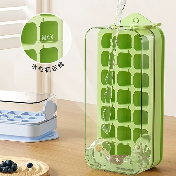 日本食品级冰块模具硅胶注水快速制冰按压式冰格制冰盒冻冰块神器