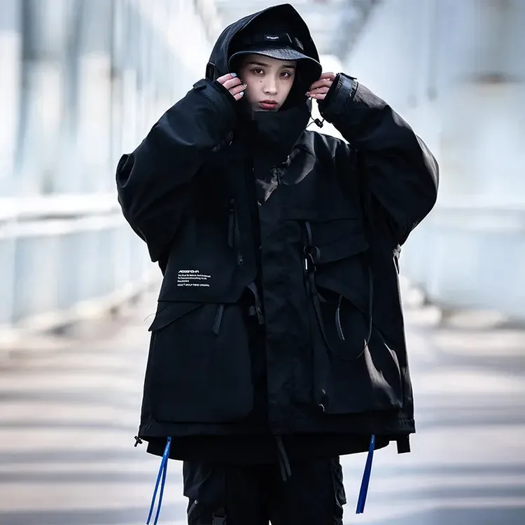 SJAOGZ国潮牌三合一冲锋衣男女生美式春秋机能风情侣工装夹克外套