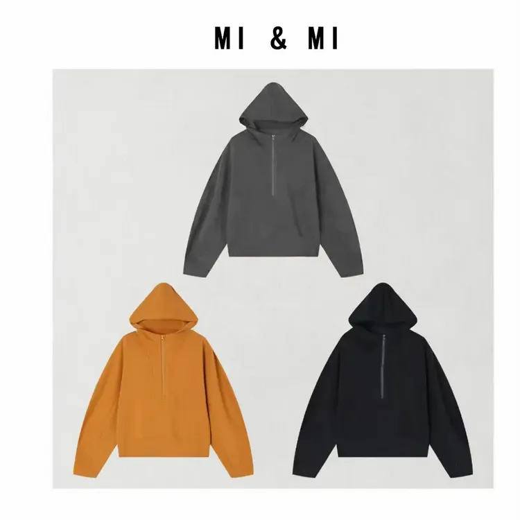 【米米服饰】2025 新款半拉链连帽宽松慵懒风女士卫衣 2502-299