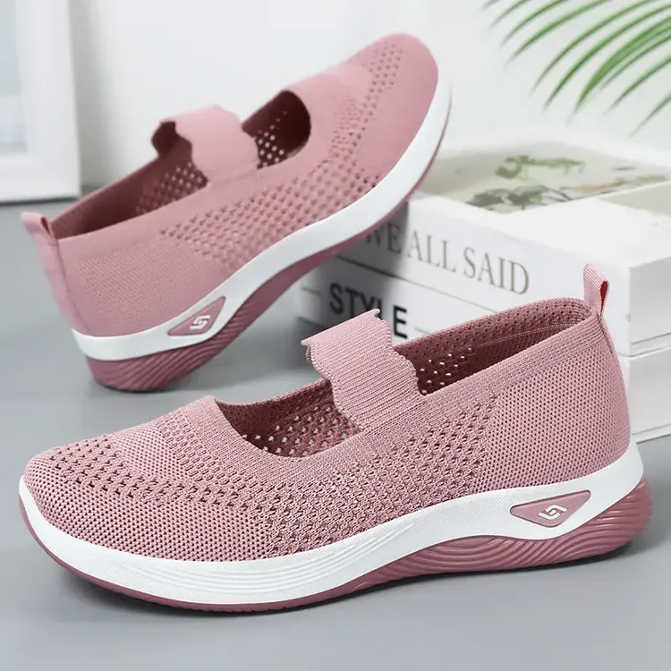 足力健运动鞋老人鞋夏季透气薄款中老年健步妈妈一脚蹬轻便软底女