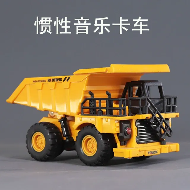 灯光音乐矿山卡车儿童惯性耐摔玩具车男孩宝宝翻斗车模型工程车