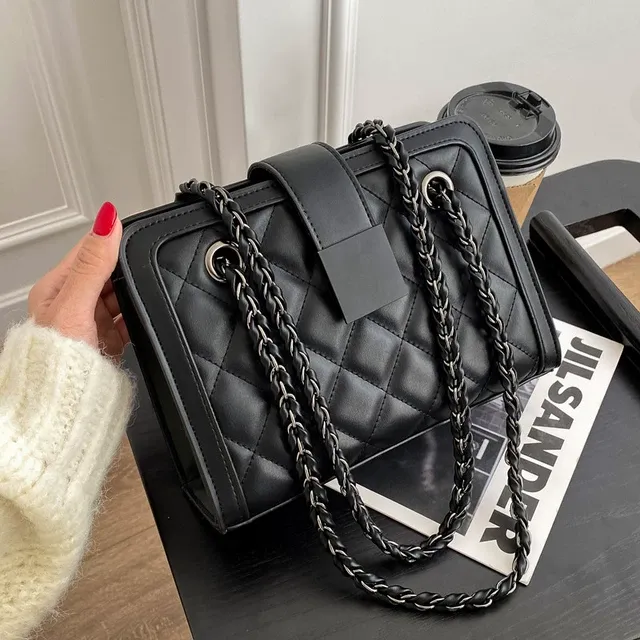 质感包包女2025新款潮小方包单肩斜挎包时尚复古腋下包菱格链条包