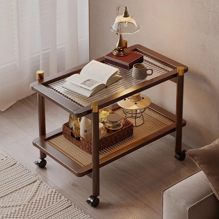沙发边几可移动客厅侧边柜中古小推车床头置物架小户型茶几小桌子