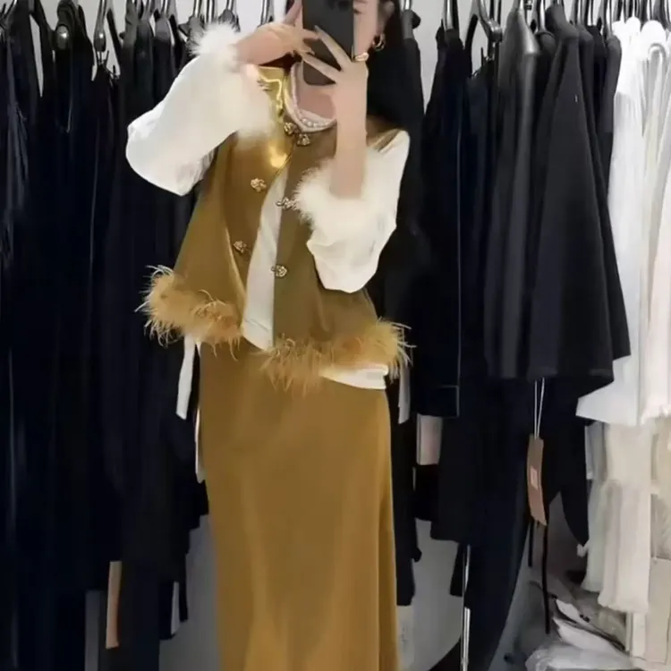 人造皮草 秋冬季新款中国风盘扣拼毛服装